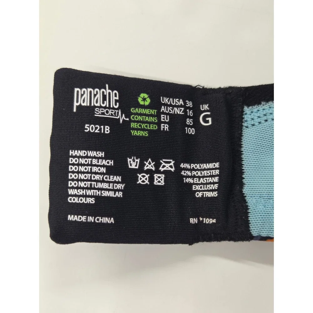 Panache Sport 5021B Underwire Sports Bra 38G Black Paint Splatter High Impact